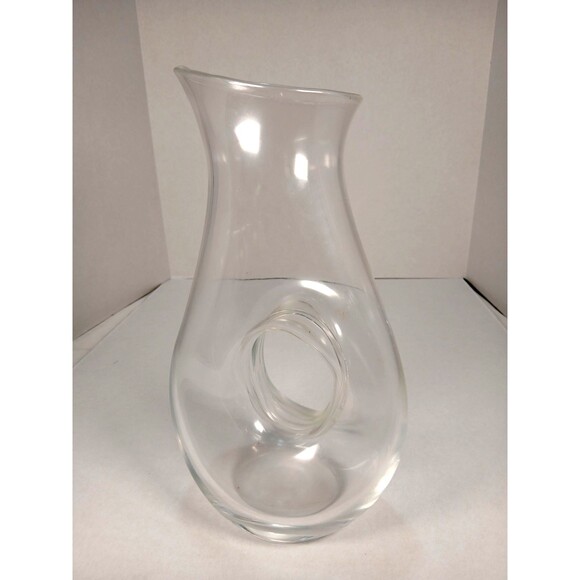 VTG Bormioli Rocco 50oz Clear Glass Pitcher Hand Blown Donut Hole Carafe - Picture 1 of 4